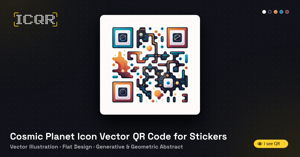 Cosmic Planet Icon Vector QR Code for Stickers • ICQR