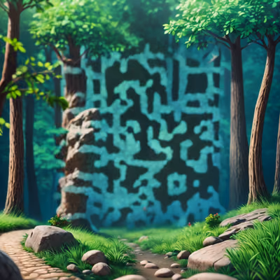 Forest Path With Rocks 3D QR Code Art — image 1