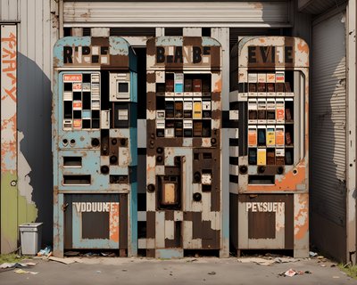 Ржавые торговые автоматы, ретро векторный QR-код для плакатов