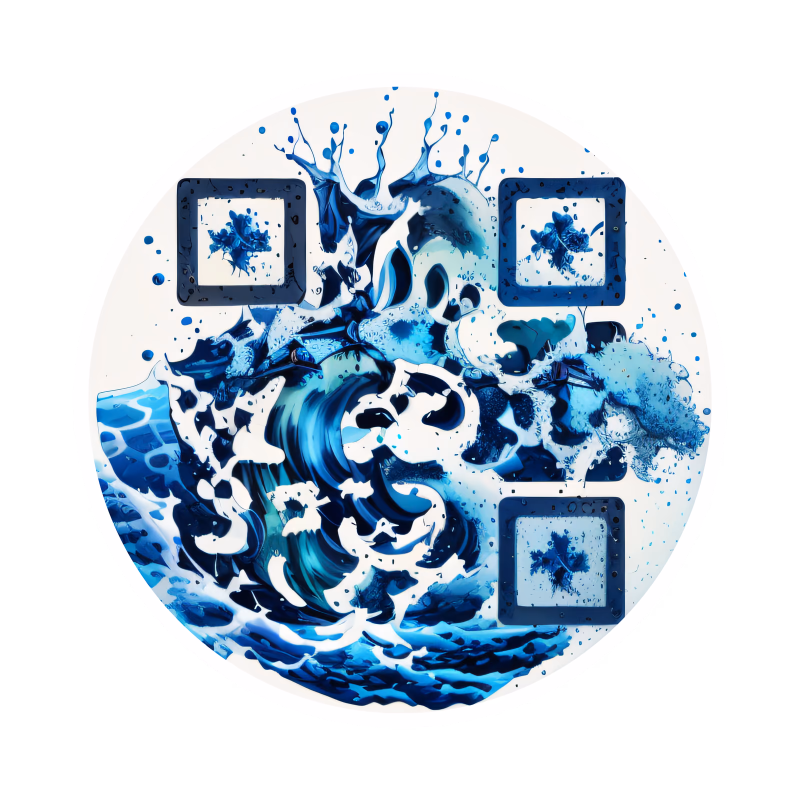 Blue Ocean Wave Vector QR Code for Stickers — image 1