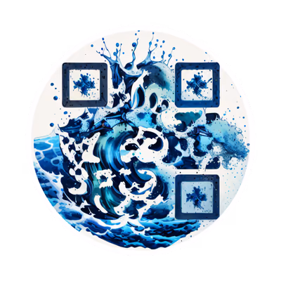 Blue Ocean Wave Vector QR Code for Stickers — image 1