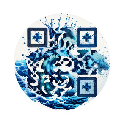 Blue Ocean Wave Vector QR Code for Stickers