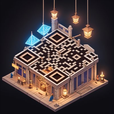 Isometric Tavern Diorama QR Code for Posters