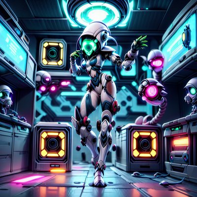 Armored Spaceship Corridor 3D QR Code for Posters