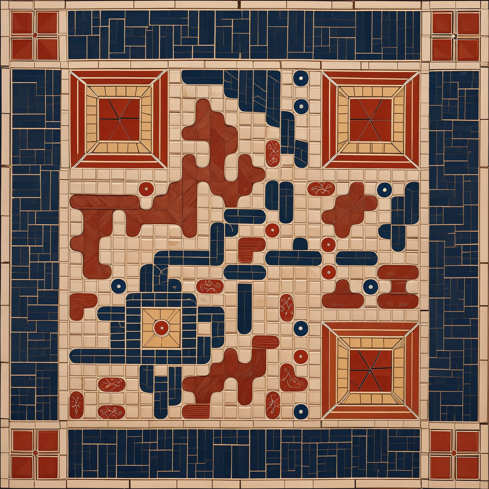 Navy and Red Tile Mosaic QR Code Art — image 1