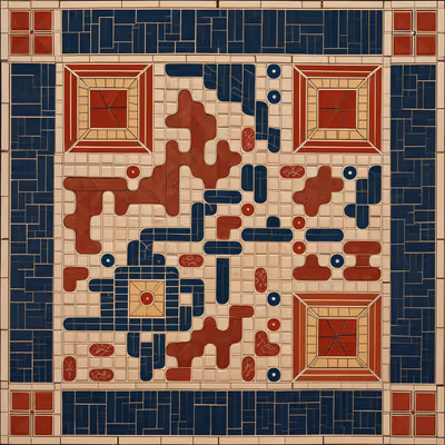 Navy and Red Tile Mosaic QR Code Art — image 1