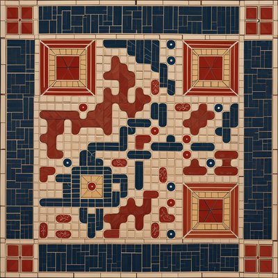 Navy and Red Tile Mosaic QR Code Art
