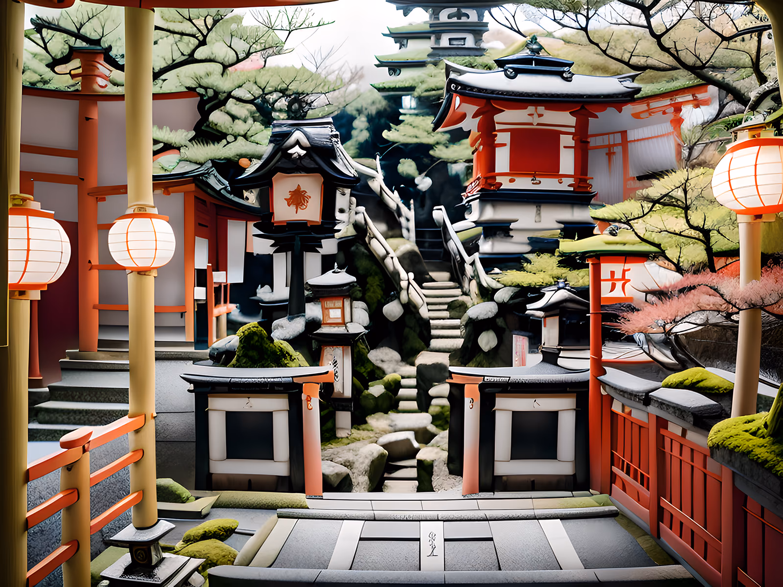 Japanese Shrine Staircase Film Photo QR Code for Posters — image 1