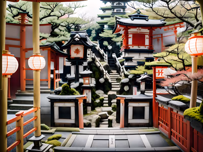 Japanese Shrine Staircase Film Photo QR Code for Posters — image 1