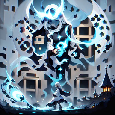 Ghostly Spirit Anime Haunted Scene QR Code for Posters