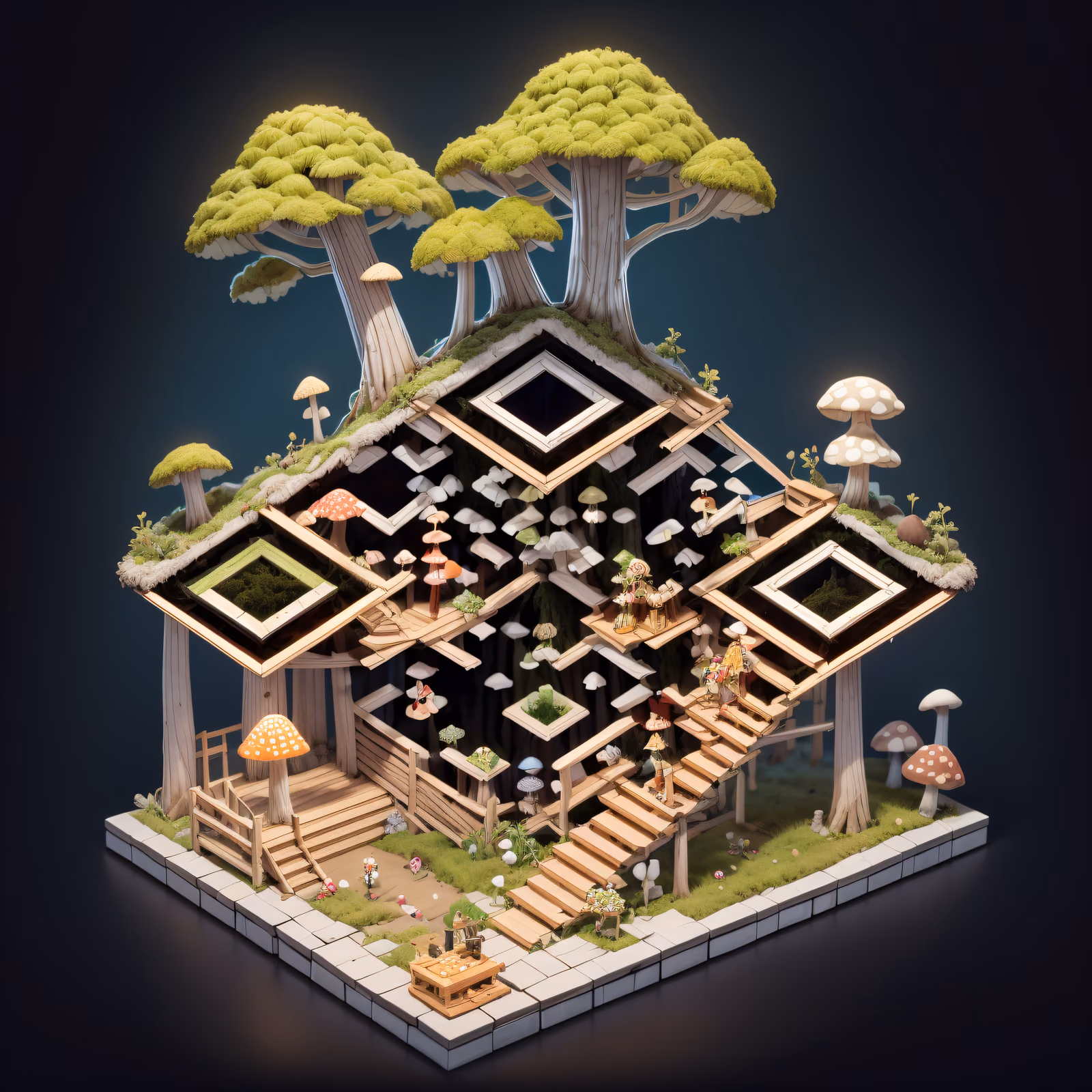 Isometric Forest Cinema Diorama QR Code for Posters — image 1