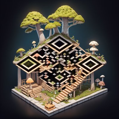 Isometric Forest Cinema Diorama QR Code for Posters
