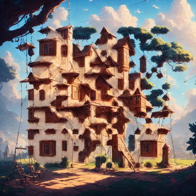 Fantasy House Matte Painting QR Code Art — image 1