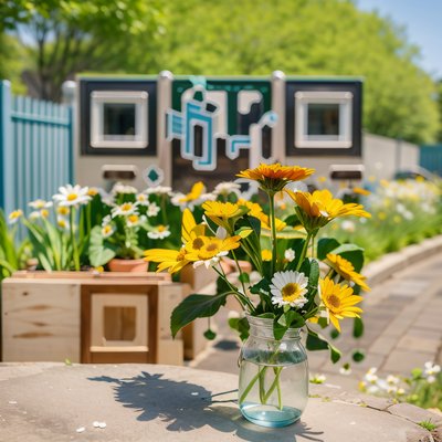 Daisy Jar Garden Photo QR Code for Packaging