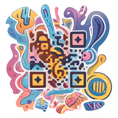Abstract Doodle Blobs Vector QR Code for Stickers — image 1