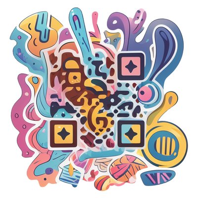 Abstract Doodle Blobs Vector QR Code for Stickers