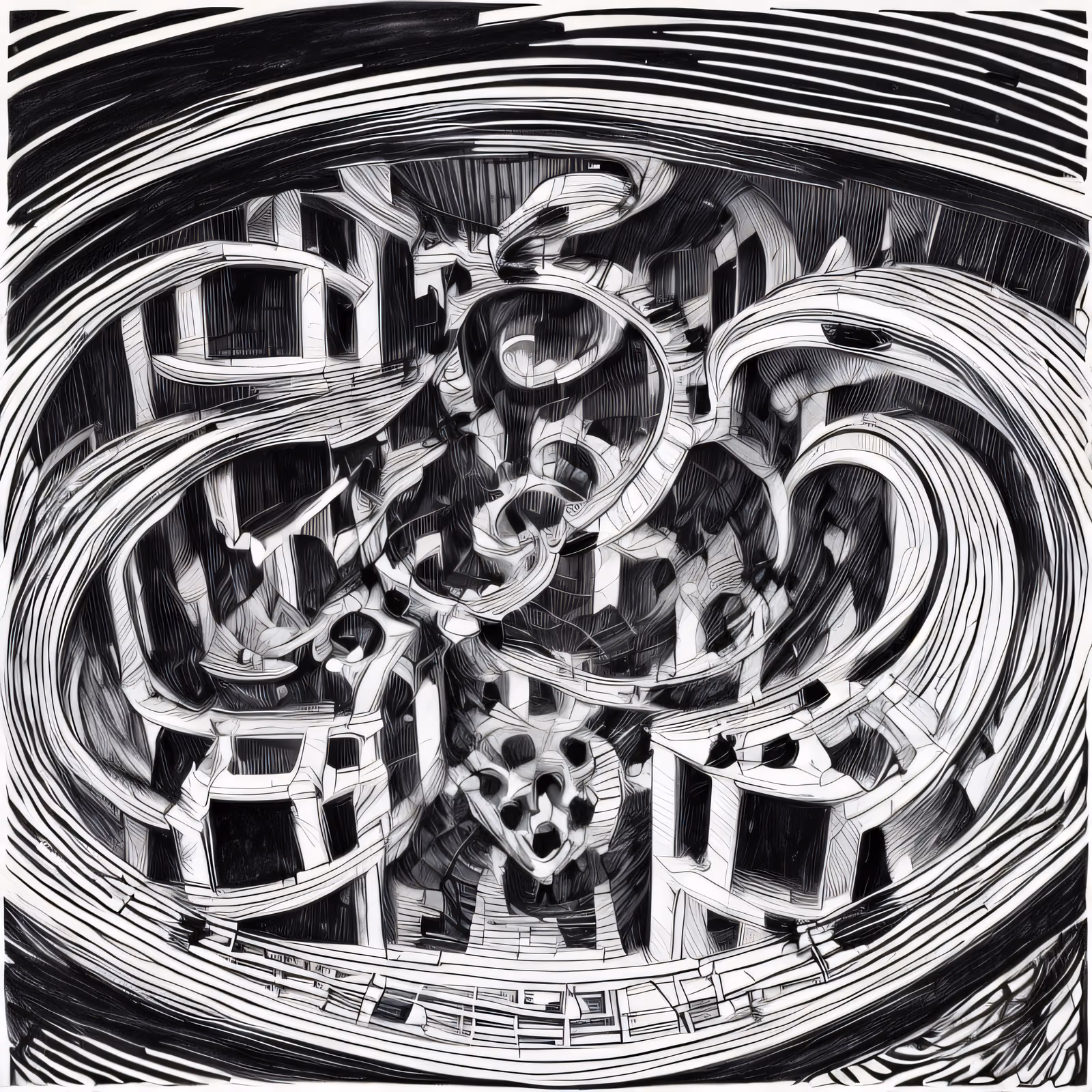Spiral Staircase Ink Line Art QR Code Art — image 1