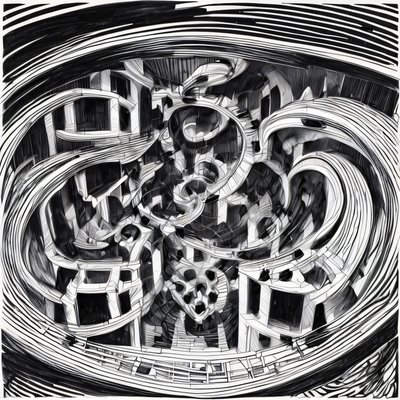 Spiral Staircase Ink Line Art QR Code Art