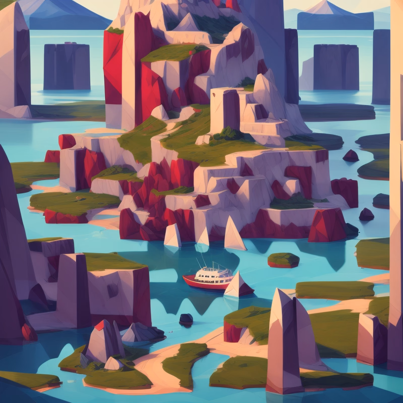 Low Poly Island Seascape QR Code Art — image 1