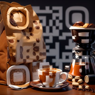 Coffee Cup and Beans 3D QR Code for Packaging