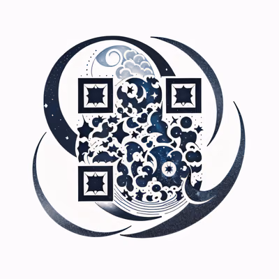 新月星团纹身二维码设计,适用于临时纹身 — 图片 1