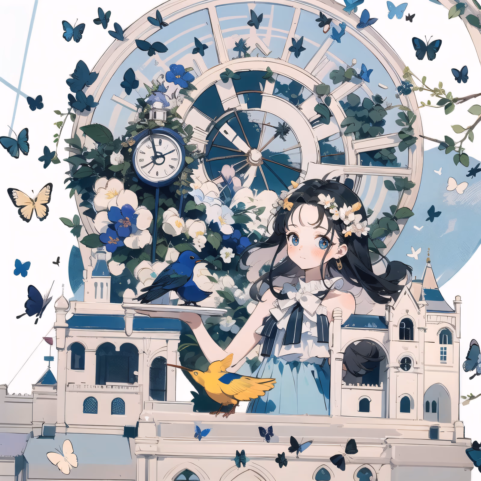 Anime Girl Castle Butterflies Anime Character QR Code Art — image 1