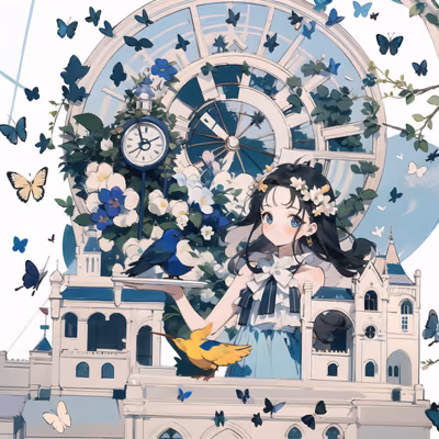 Anime Girl Castle Butterflies Anime Character QR Code Art — image 1