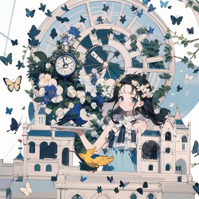 Anime Girl Castle Butterflies Anime Character QR Code Art
