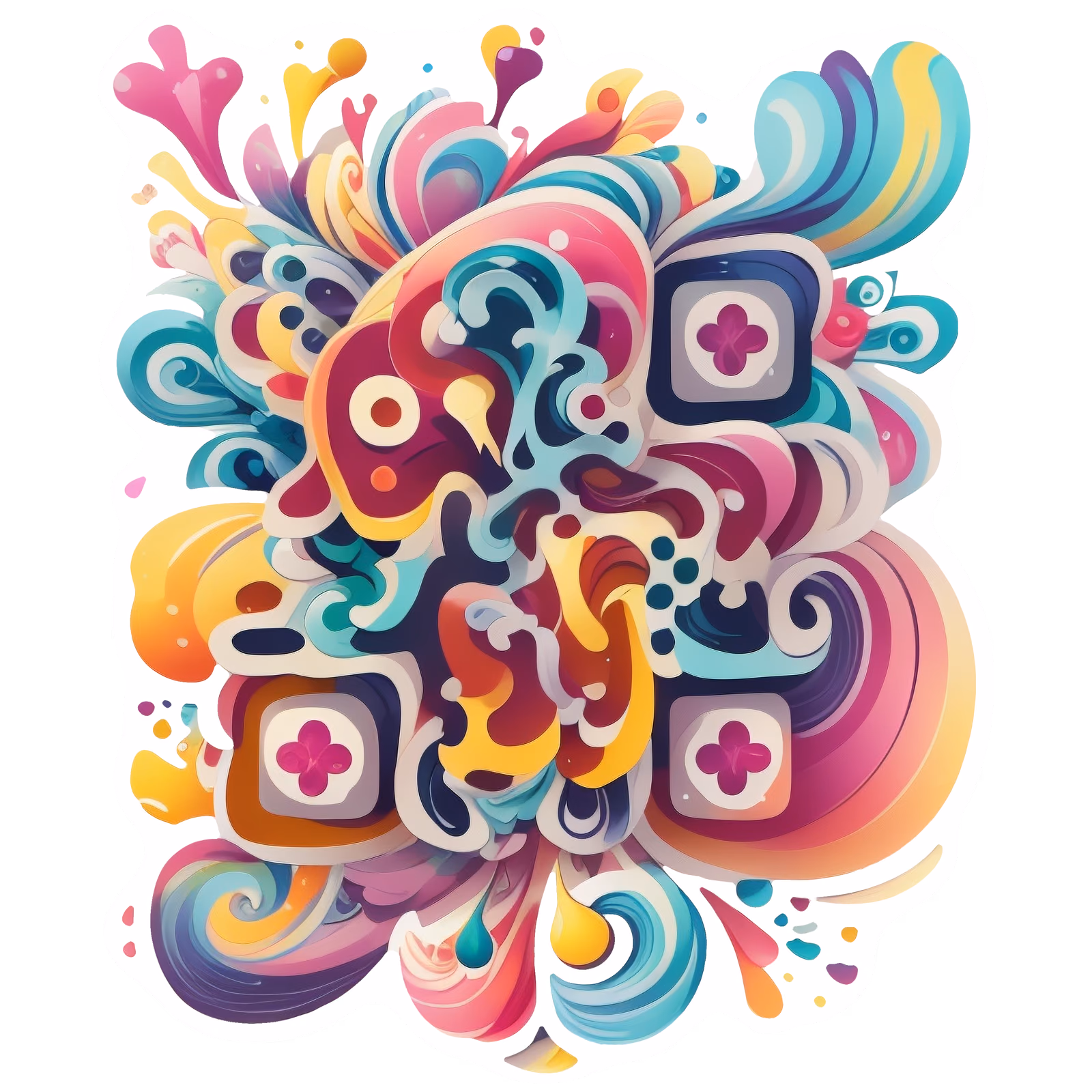 缤纷漩涡抽象矢量二维码设计贴纸 — 图片 1