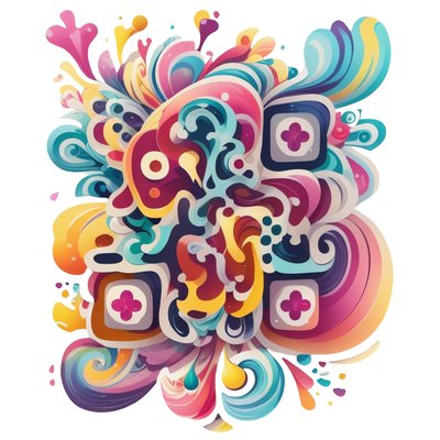 Colorful Swirl Abstract Vector QR Code for Stickers