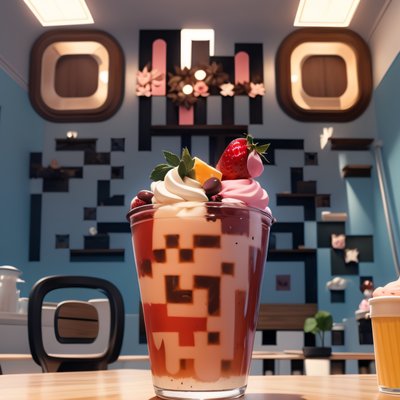 Strawberry Sundae Cafe 3D QR Code for Restaurant Menus