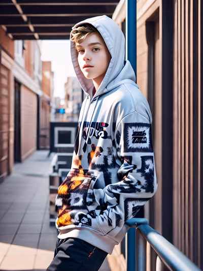 Teen Streetwear Hoodie Photo QR Code for Apparel — image 1