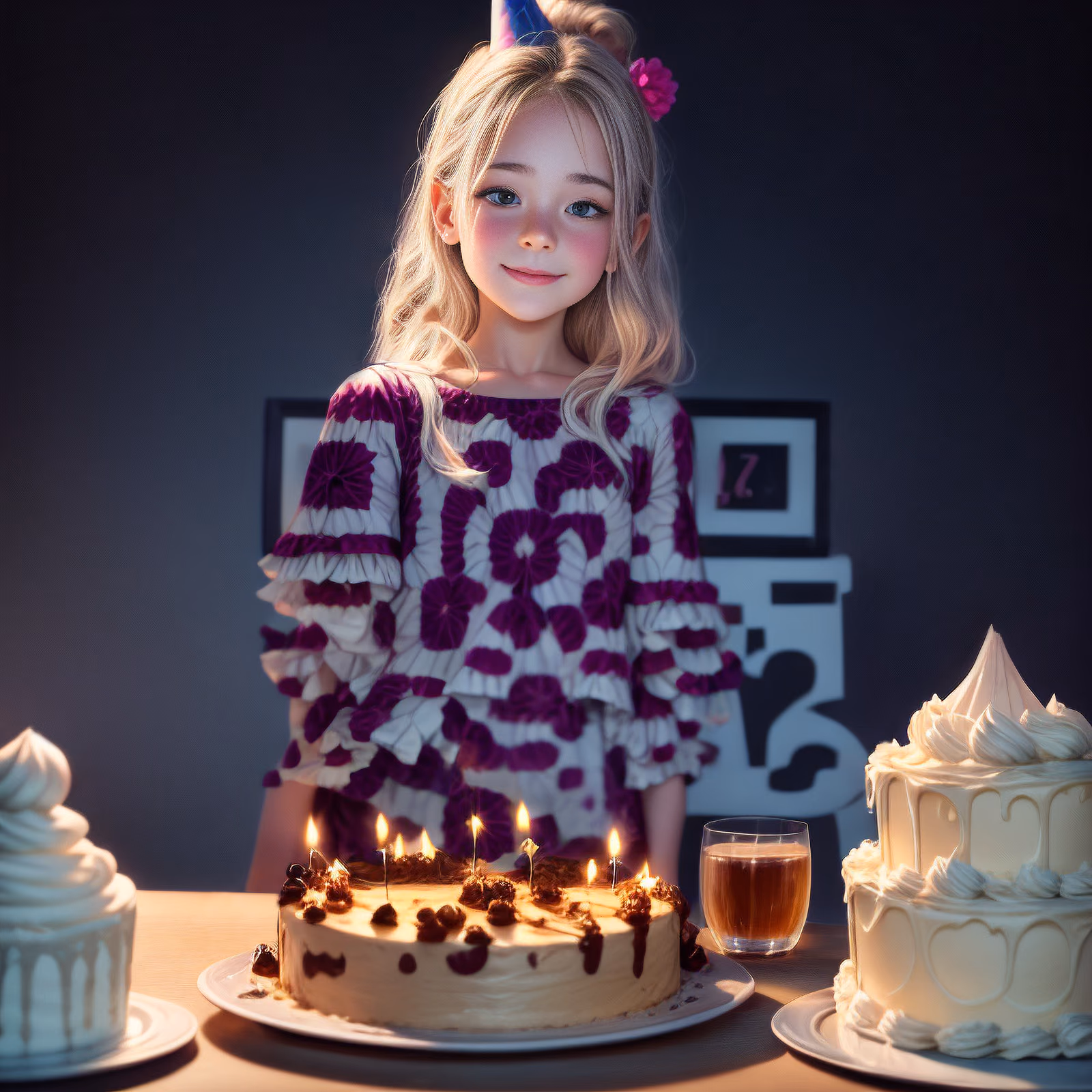 Birthday Girl With Cakes 3D QR Code for Event Invitations — image 1