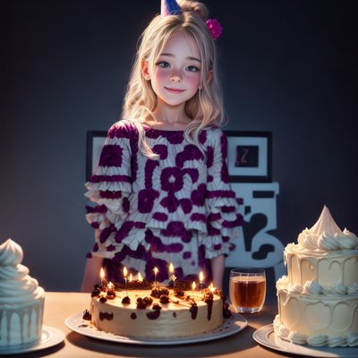 Birthday Girl With Cakes 3D QR Code for Event Invitations