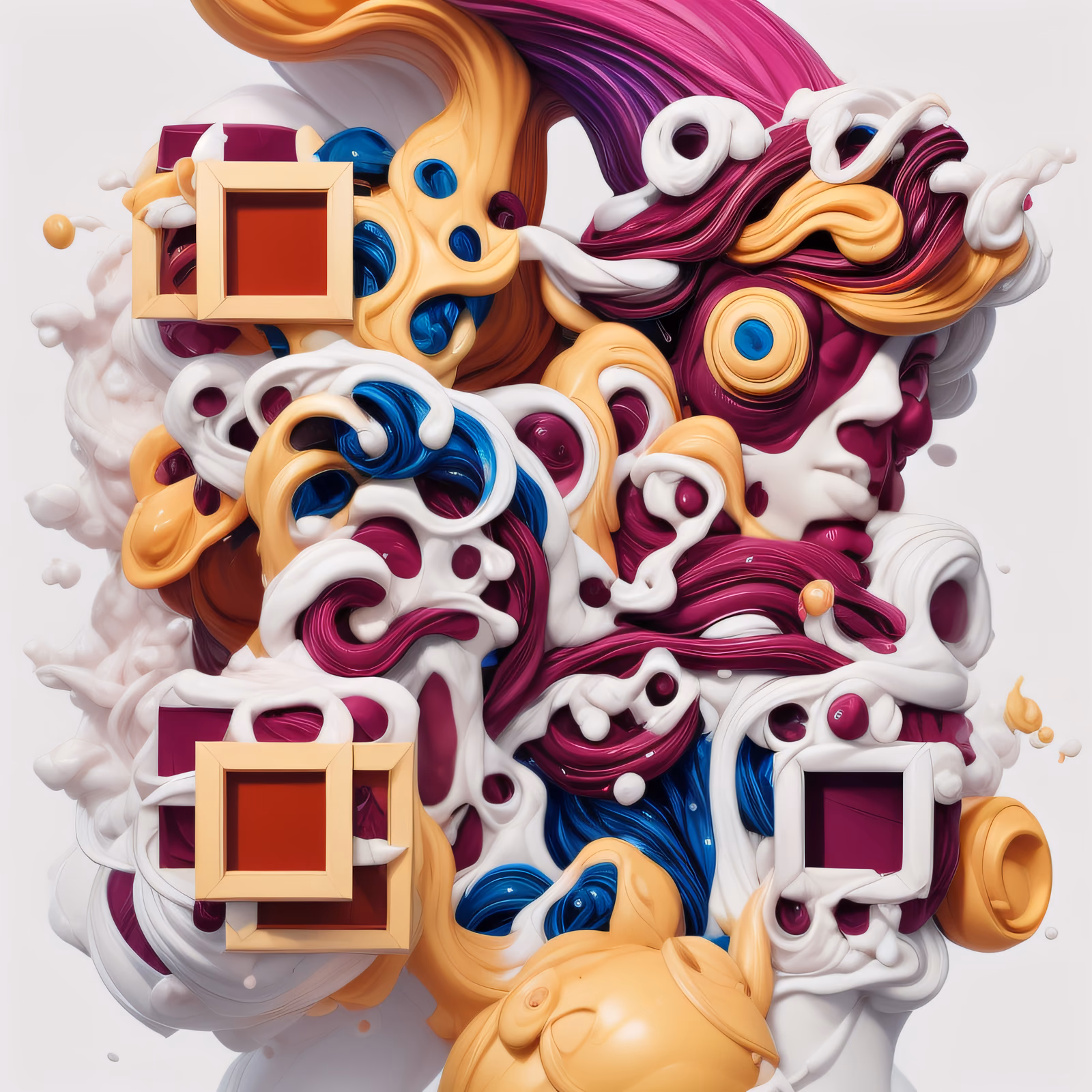 Swirling Paint Sculpture 3D Render QR Code Art — image 1