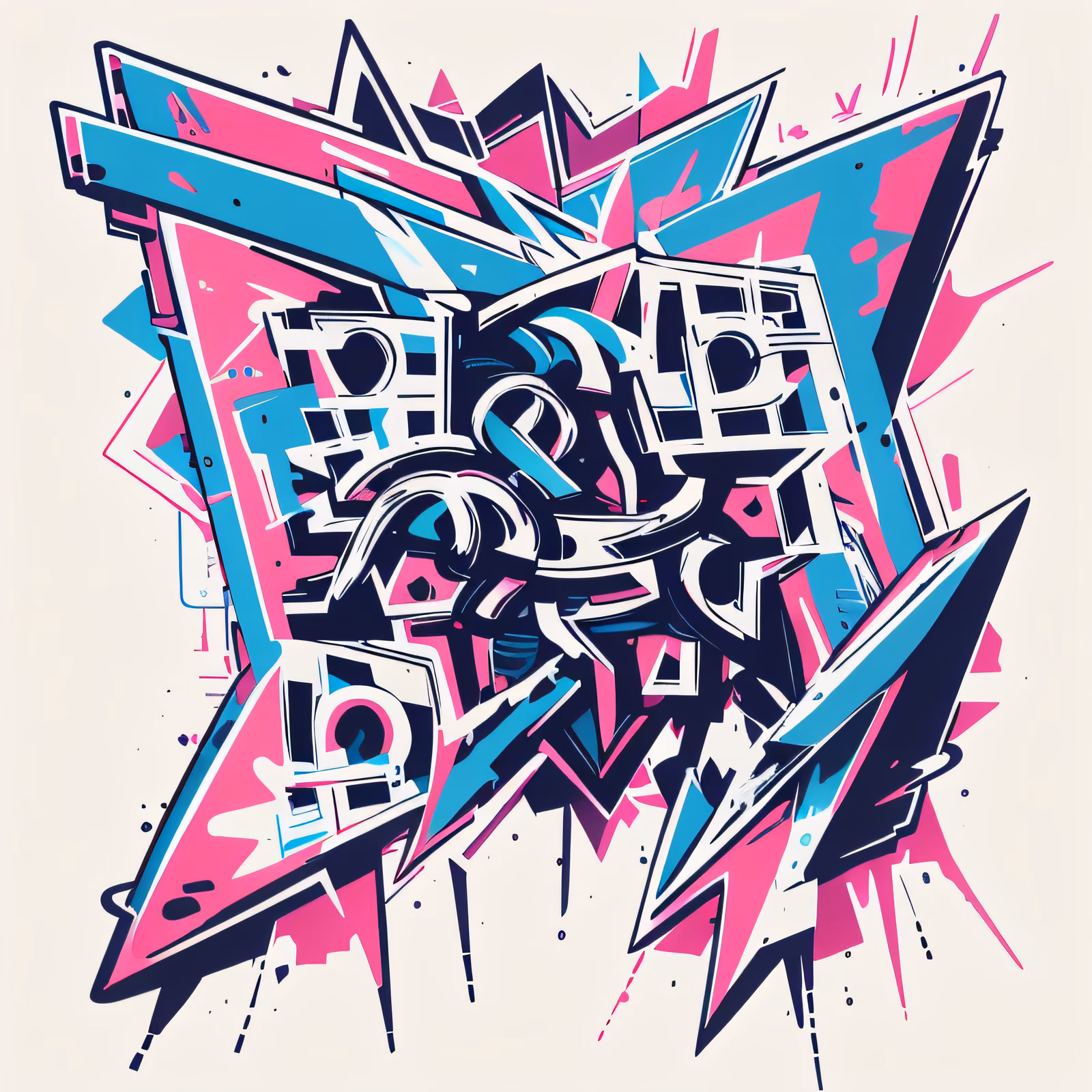 Pink Cyan Graffiti Lettering Abstract QR Code for Apparel — image 1