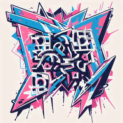 Pink Cyan Graffiti Lettering Abstract QR Code for Apparel — image 1