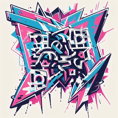 Pink Cyan Graffiti Lettering Abstract QR Code for Apparel