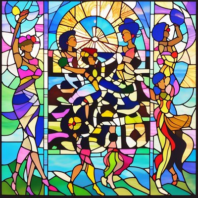 Dancers Stained Glass QR Code for Posters