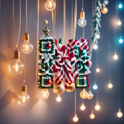 Hanging Christmas Ornaments Photorealistic QR Code for Greeting Cards