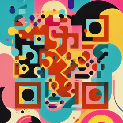 Colorful Abstract Shapes Flat QR Code for Posters