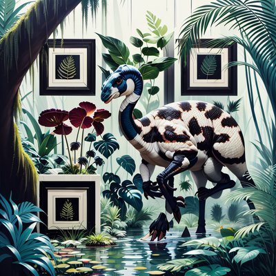 Spotted Dinosaur Swamp Concept Art QR Code Art