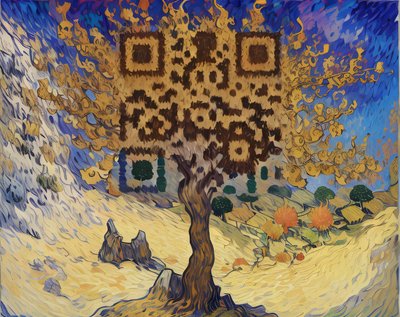 Autumn Mulberry Tree Oil Painting QR Code Art
