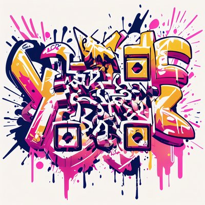 Graffiti Lettering Splatter Vector Illustration QR Code for Apparel