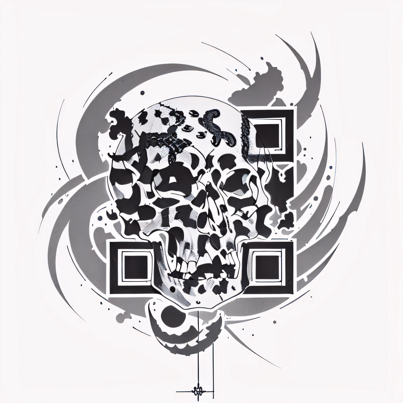 Череп в стиле татуировки: QR-код для временных тату — изображение 1