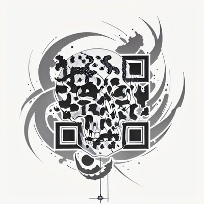 Череп в стиле татуировки: QR-код для временных тату