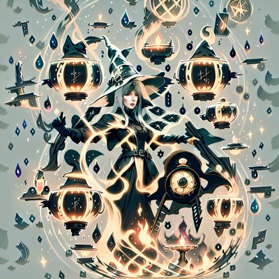 Anime Witch With Floating Cauldrons QR Code for Posters