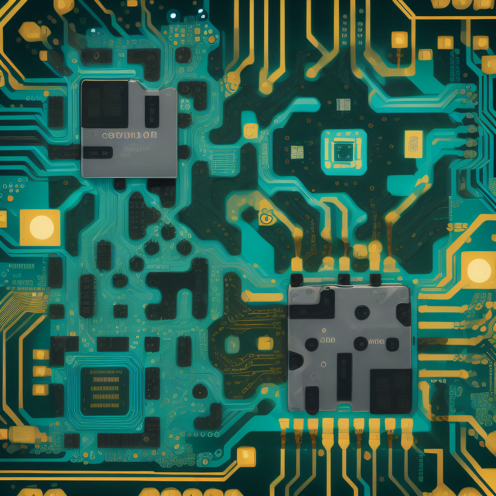 Green Gold Circuit Board QR Code for Posters — image 1