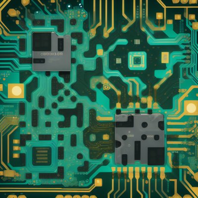 Green Gold Circuit Board QR Code for Posters