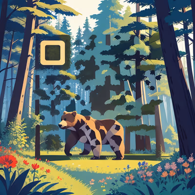 Bear Forest Clearing Vector QR Code Art — image 1